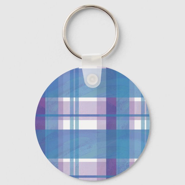 Madras Plaid Blue and Purple Keychain (Front)