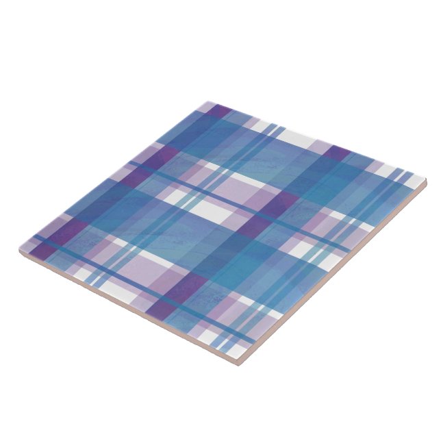 Madras Plaid Blue and Purple Tile (Side)