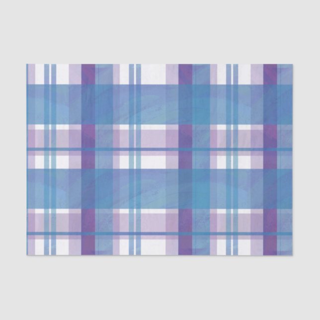 Madras Plaid Blue and Purple Tissue Paper (Front)
