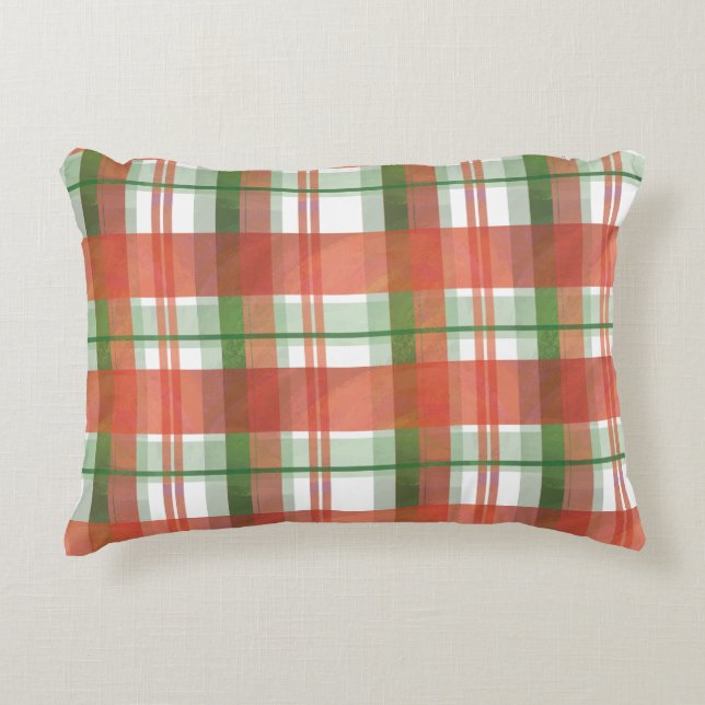 Madras Plaid Christmas Decorative Pillow (Front)