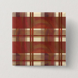Madras Plaid Fall Red 2 Inch Square Button