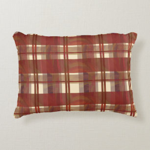 Madras Plaid Fall Red Accent Pillow
