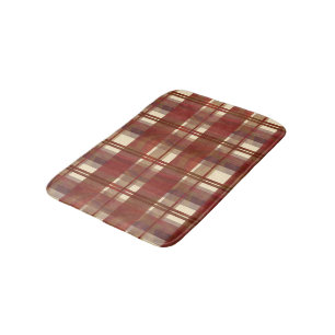 Madras Plaid Fall Red Bath Mat