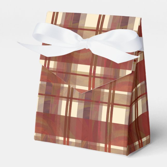 Madras Plaid Fall Red Favor Box (Front Side)