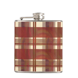 Madras Plaid Fall Red Hip Flask