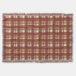 Madras Plaid Fall Red Throw Blanket