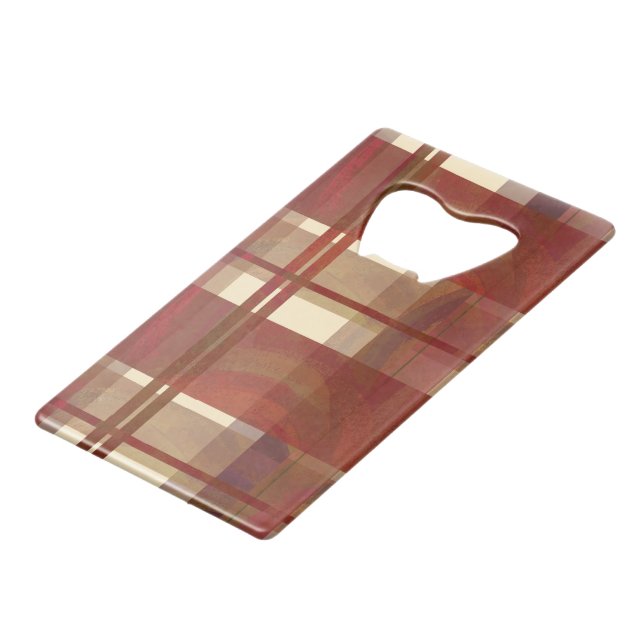 Madras Plaid Fall Red Wallet Bottle Opener (Front Angled)