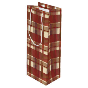 Madras Plaid Fall Red Wine Gift Bag