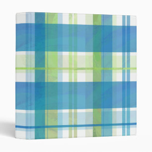 Madras Plaid Green and Blue Binder