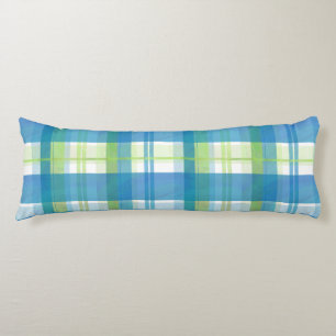 Madras Plaid Green and Blue Body Pillow