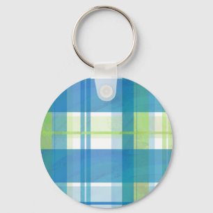 Madras Plaid Green and Blue Keychain