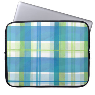 Madras Plaid Green and Blue Laptop Sleeve