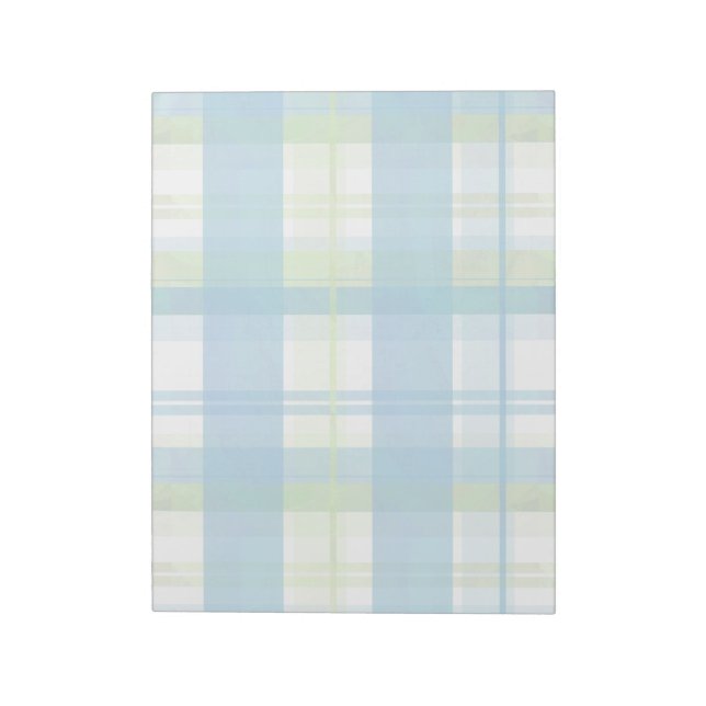 Madras Plaid Green and Blue Notepad (Rotated)