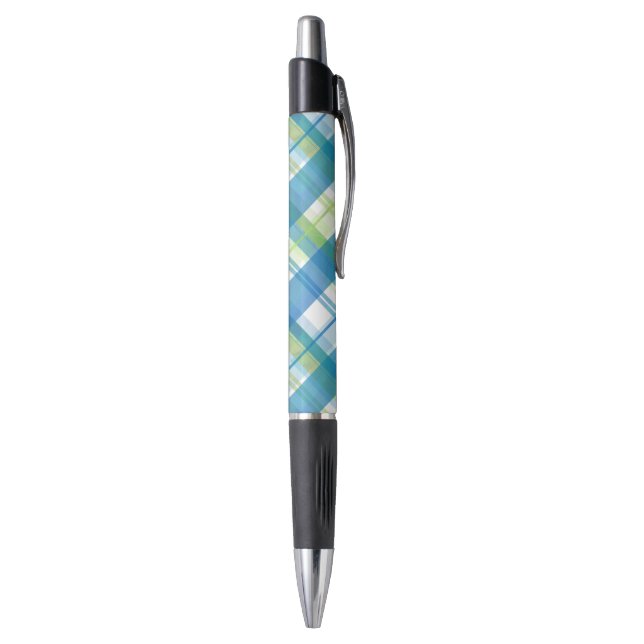 Madras Plaid Green and Blue Pen (Bottom (Vertical))