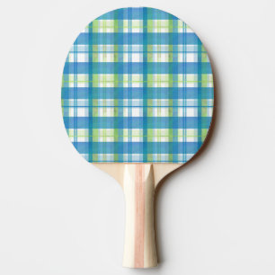 Madras Plaid Green and Blue Ping Pong Paddle