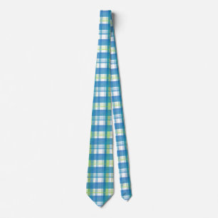 Madras Plaid Green and Blue Tie