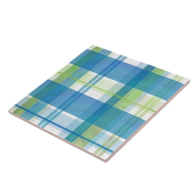 Madras Plaid Green and Blue Tile (Side)