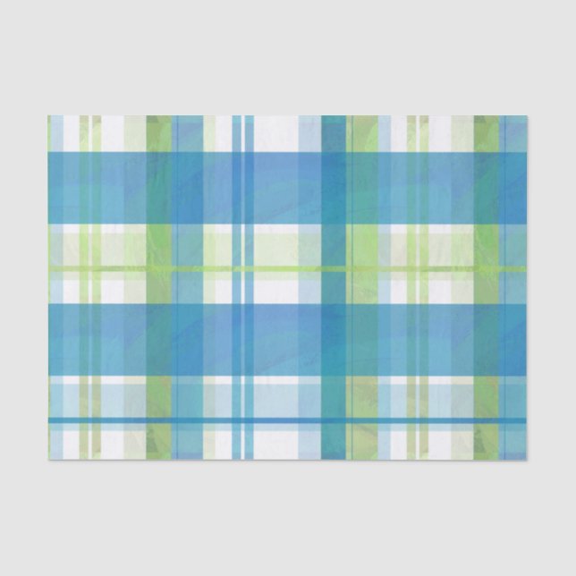 Madras Plaid Green and Blue Tissue Paper (Front)