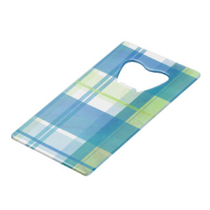 Madras Plaid Green and Blue Wallet Bottle Opener