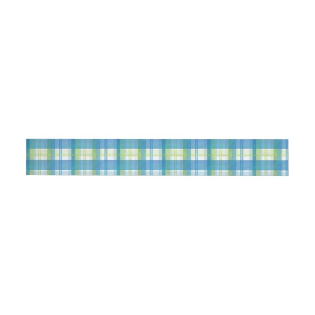 Madras Plaid Green and Blue Wraparound Address Label (Individual)