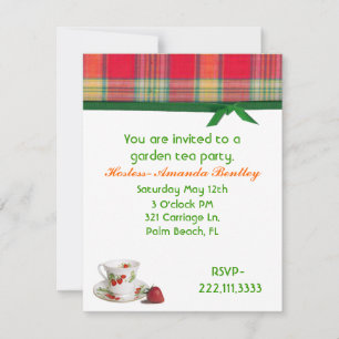 Madras Plaid Tea Party Invitation