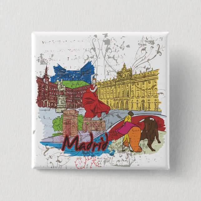 Madrid 2 Inch Square Button (Front)