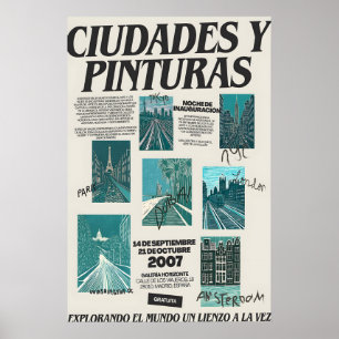 Madrid Art Exhibition Poster Spanish Cityscape