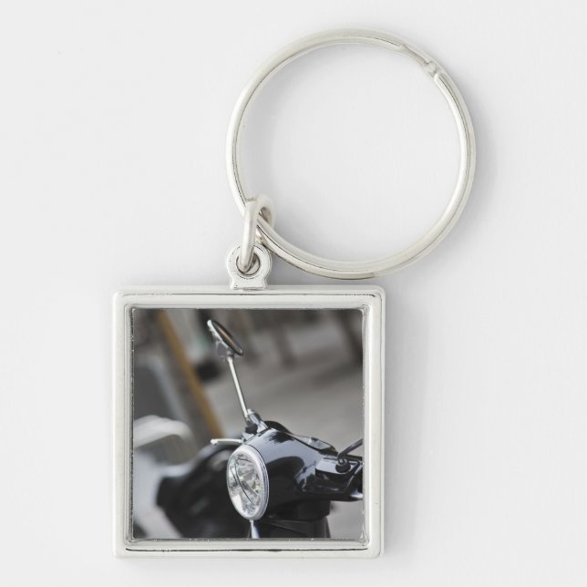 Madrid, black Vespa scooter Keychain (Front)