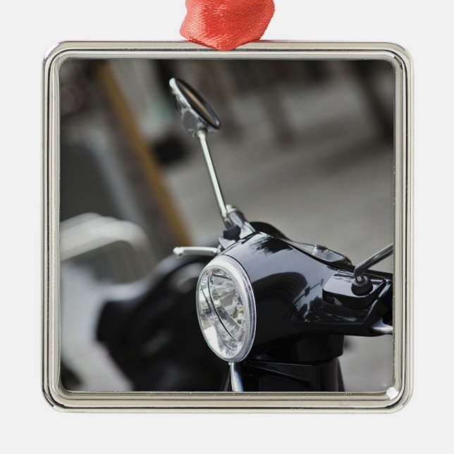 Madrid, black Vespa scooter Metal Ornament (Front)