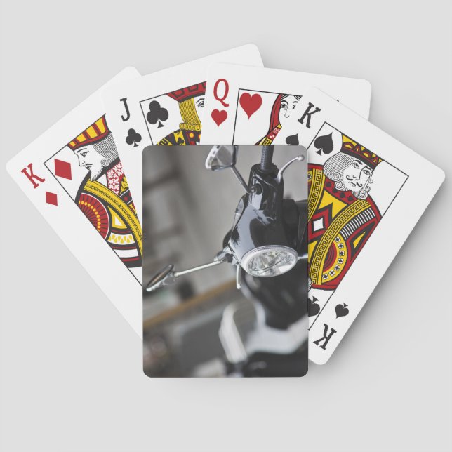 Madrid, black Vespa scooter Playing Cards (Back)