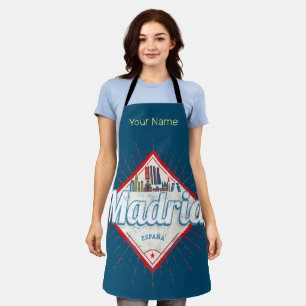 Madrid Capital Spain Retro Skyline Vintage Apron