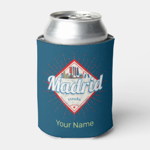 Madrid Capital Spain Retro Skyline Vintage Can Cooler