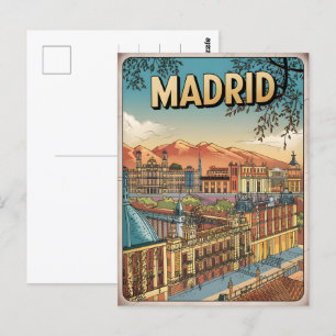Madrid city spain vintage travel souvenirs, gifts postcard