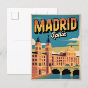 Madrid city spain vintage travel souvenirs, gifts postcard