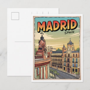 Madrid city spain vintage travel souvenirs, gifts postcard
