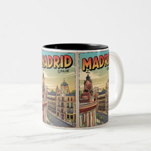 Madrid city spain vintage travel souvenirs, gifts Two-Tone coffee mug