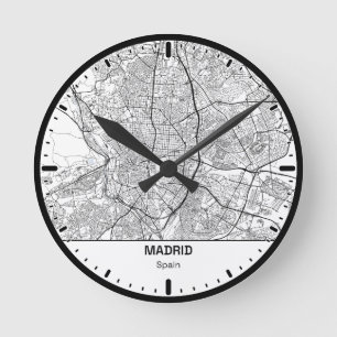 Madrid Clock City Line Art
