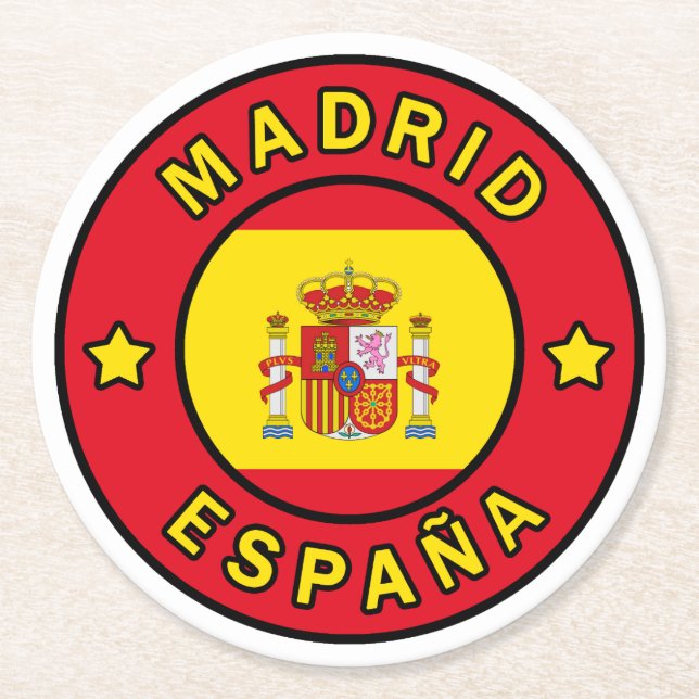 Madrid España Round Paper Coaster (Front)