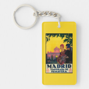 Madrid in Springtime Travel Promotional Poster Keychain