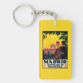 Madrid in Springtime Travel Promotional Poster Keychain