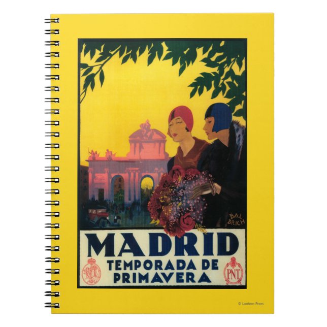 Madrid in Springtime Travel Promotional Poster Notebook (Front)
