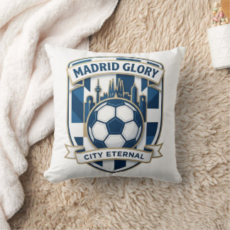 Madrid Majestic Skyline Glory, Soccer Heritage Fan Throw Pillow