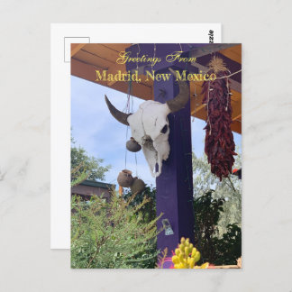 Madrid NM Bull Skull Red chile ristra Postcard