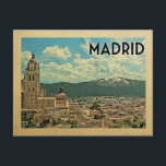 Madrid Postcard Spain Vintage Travel<br><div class="desc">Madrid Spain design in Vintage Travel style featuring a city view with mountains as background.</div>