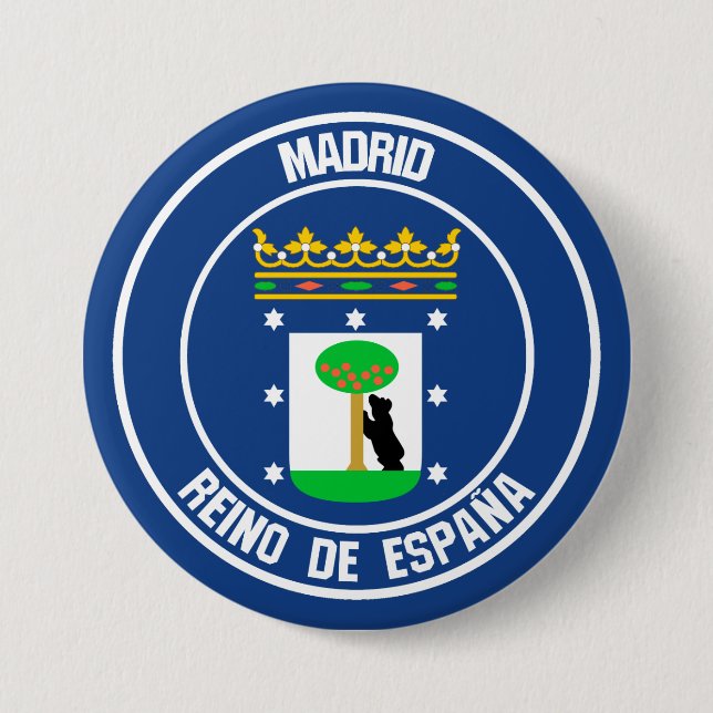 Madrid Round Emblem 3 Inch Round Button (Front)