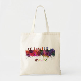 Madrid skyline in watercolor tote bag