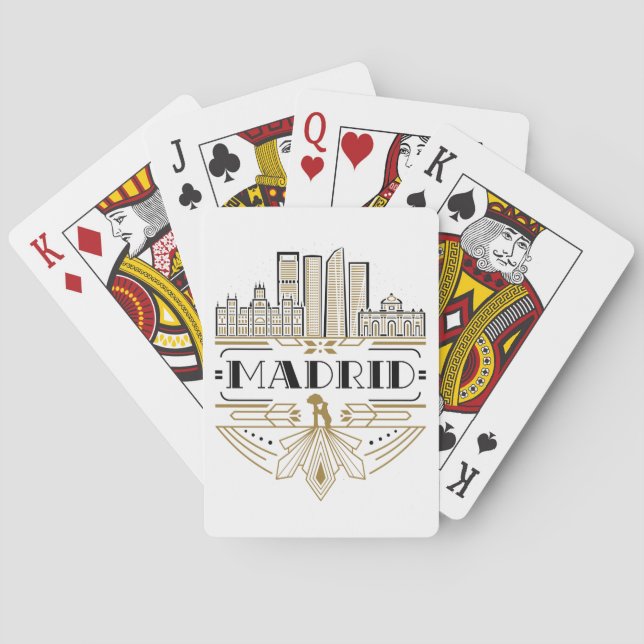 Madrid Spain Art Deco Souvenir Aesthetic Playing Cards (Back)
