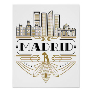 Madrid Spain Art Deco Souvenir Esthetic Poster