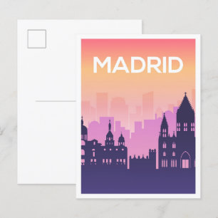 Madrid Spain Art Travel Illustration Postcard