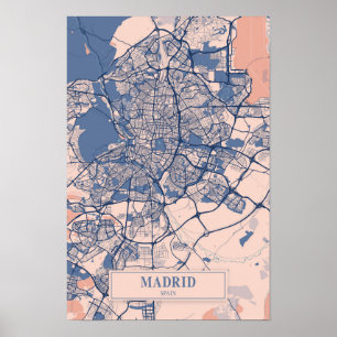 Madrid Spain Breezy City Map Travel Poster